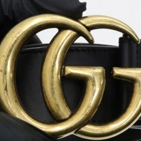 Gucci GG Marmont Black Leather Belt with Gold Buckle Size 110/44 - Picture 12 of 16